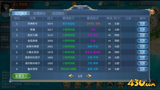 43u《航海霸业》排名系统玩法介绍